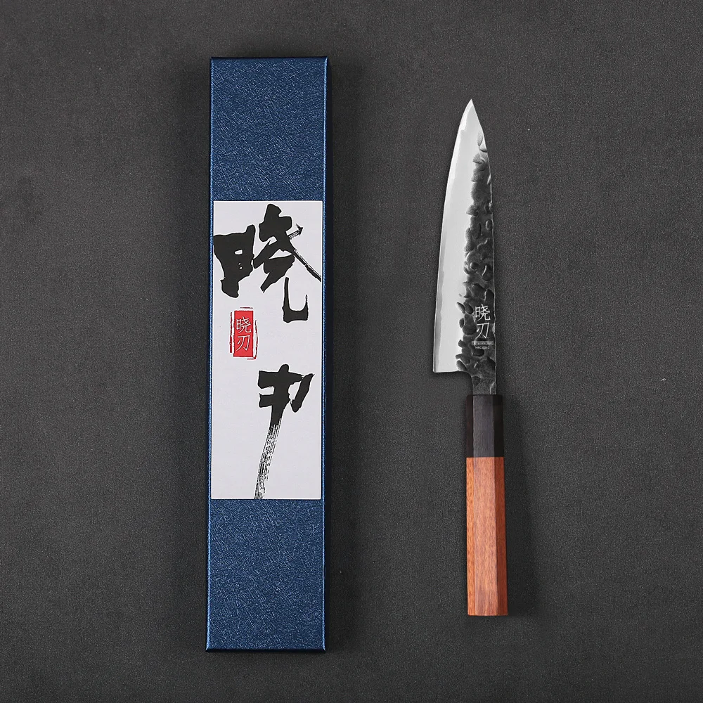 5,5-Zoll Küchenmesser aus 3-lagigem Verbundstahl, Professionelles Kochmesser, Obst- und Gemüsemesser, Japanisch Handgeschmiedete Kochutensilien