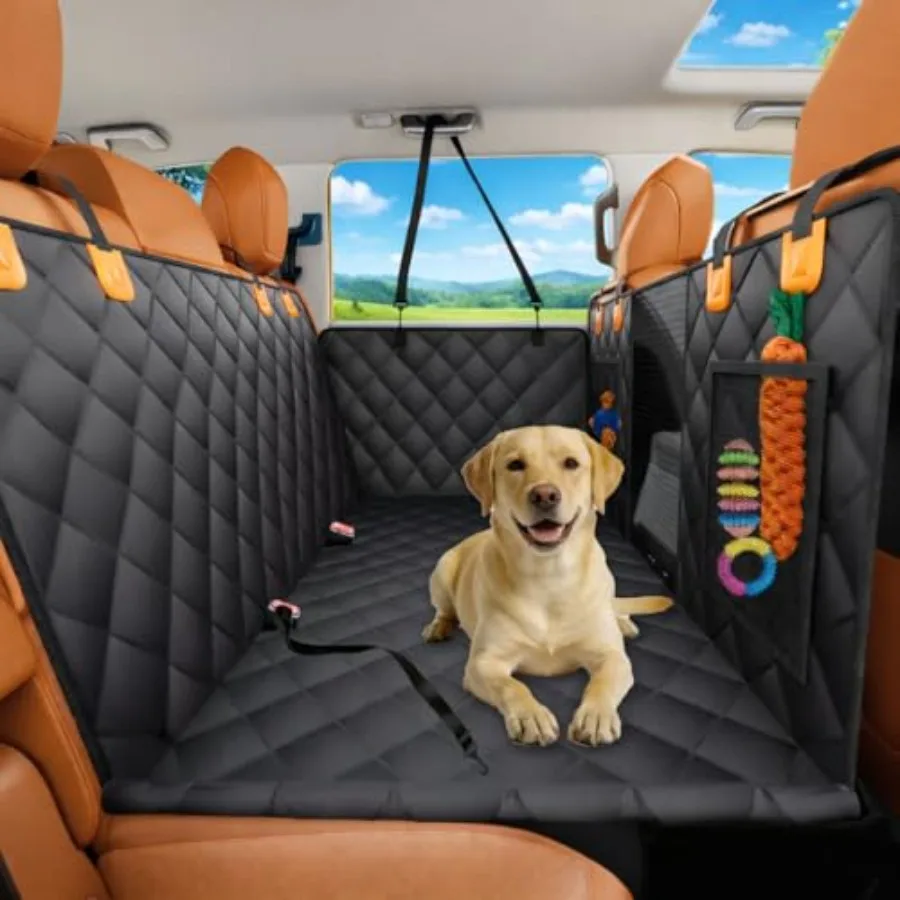 

Dog Car Seat Cover for Back Seat with Removable Hard Bottom Board Back Seat Extender for Dogs 600D Waterproof Dog Hammock for C