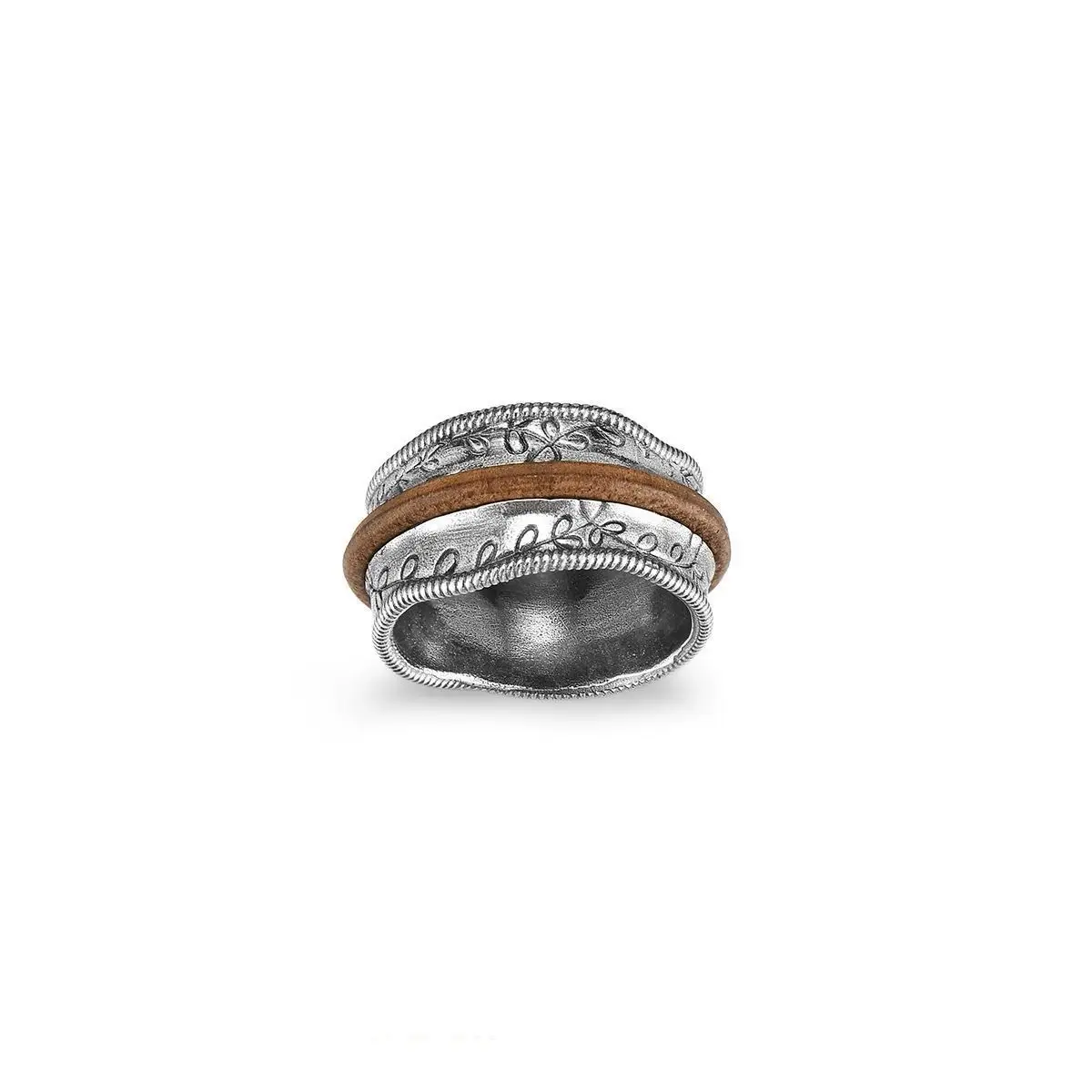 

"Nomad Series" Plant Totem Handmade Old Textured Wide Ring