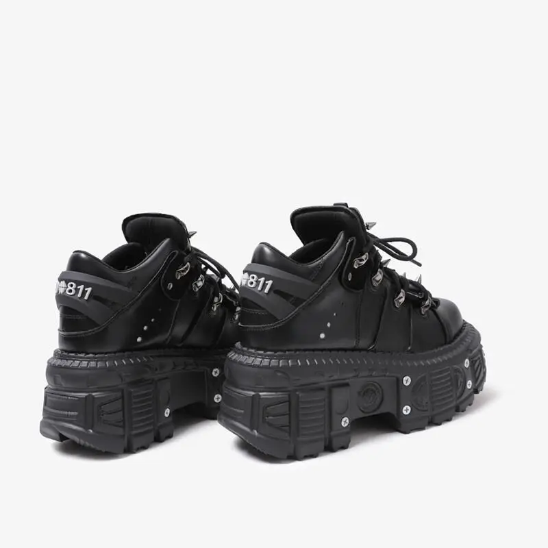 Neue Damen Motorrads tiefel coole Höhe zunehmende Freizeit beliebte schwarze Gothic Punk Plattform Stiefeletten High-Top Papa Schuhe