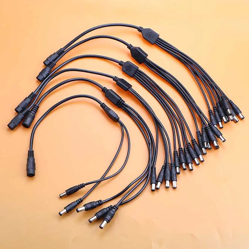 5.5x2.1mm 1 to 2/3/4/5/6/8 Way DC Power Charging Cable Splitter Power Adapter Connector Cord For LED Strip Lights CCTV Camera