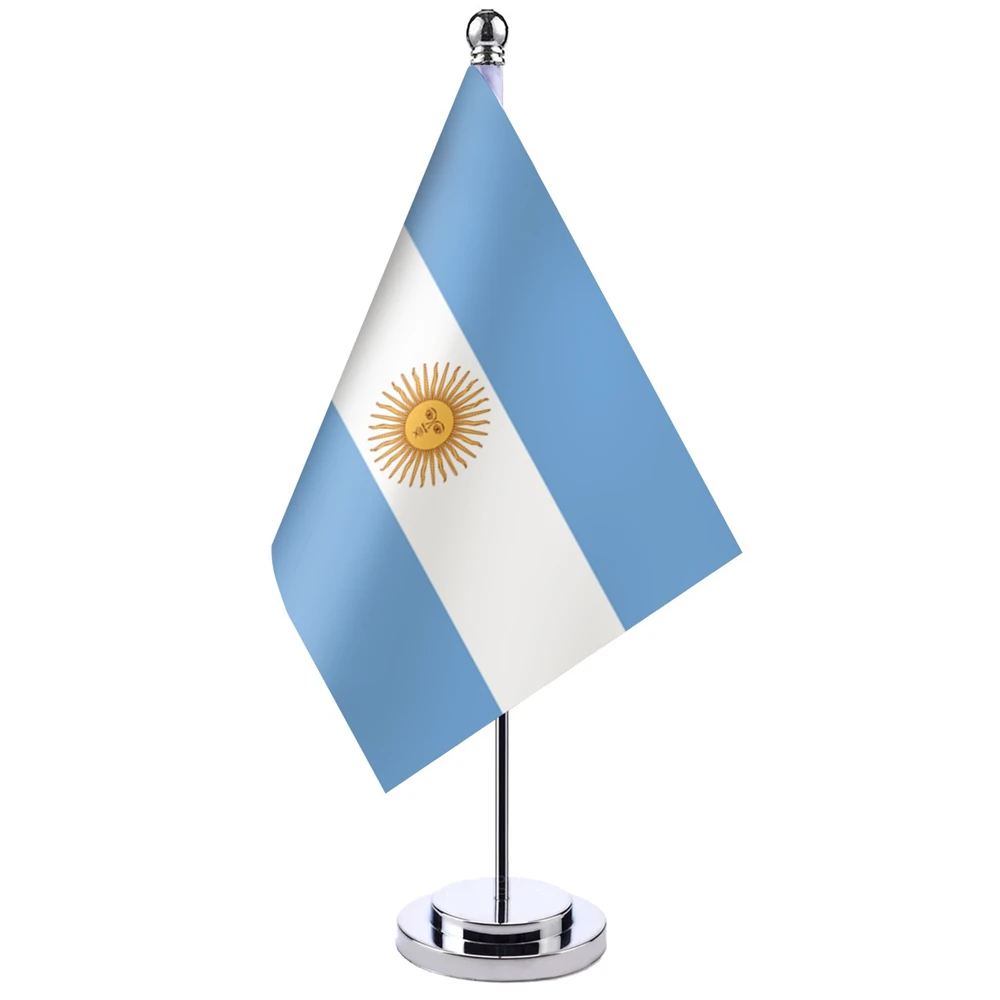 

14x21cm Argentina Desk Small Country Banner Meeting Room Boardroom Table Standing Pole The Argentine National Flag