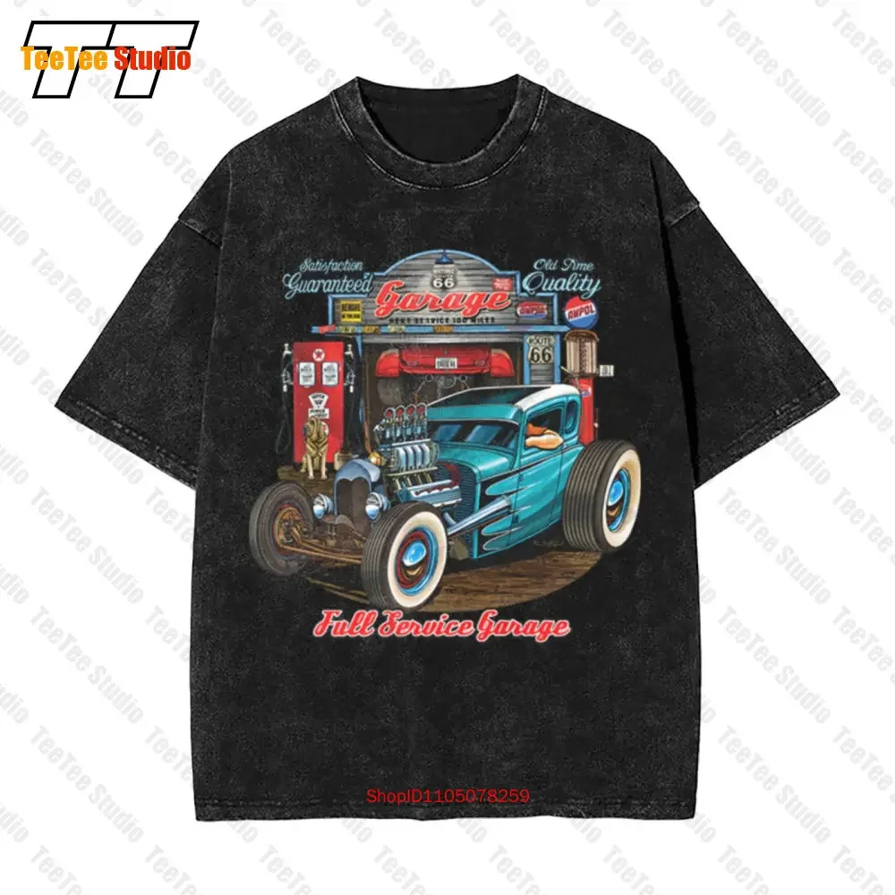 Hot Rod Garage Historic Route 66 Old School Drag Ra.Cing Vintage Oversized T-Shirt VDSM