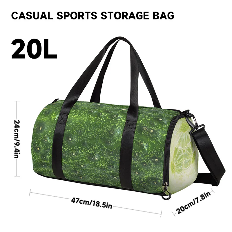 Bolsa de viaje de gran capacidad portátil de un solo hombro para deportes de separación seca y húmeda, viento de marea nacional, melón verde creativo, Fitness