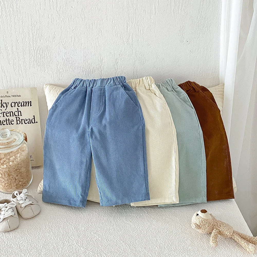 Herbst Kinder Loose Fit Cordhosen Kleinkind Jungen Mädchen Lässige Einfarbige Hosen Kinder Haremshosen Kinder Lange Hosen für den Winter – Detail 14
