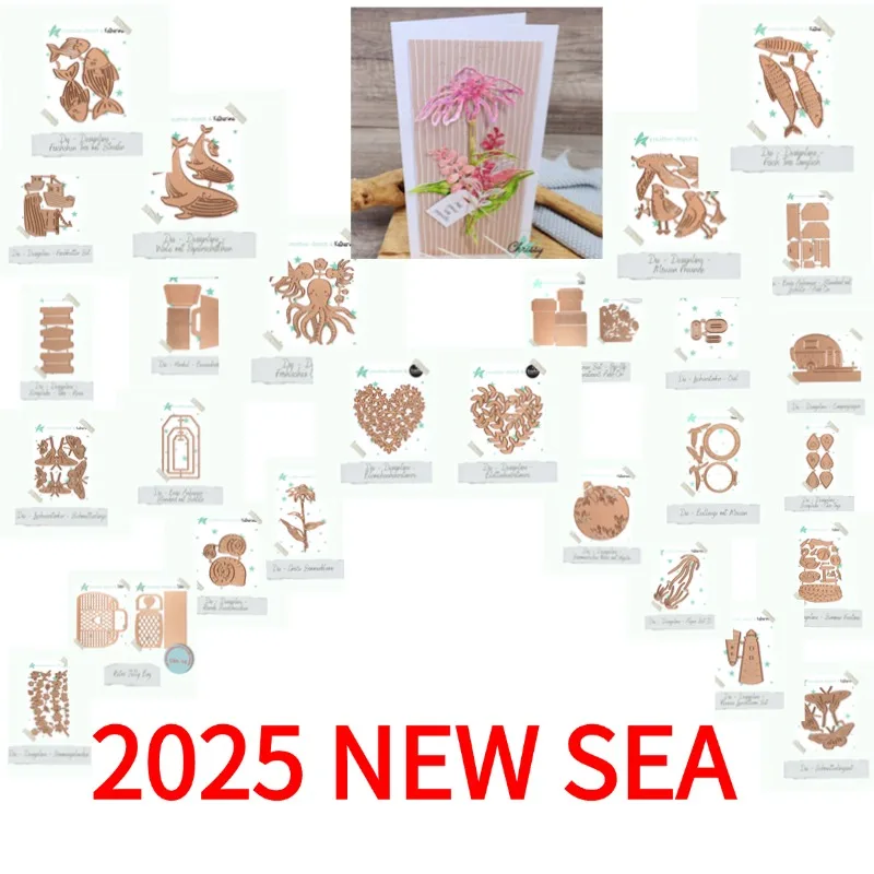Schmetterling Box Blume Oktopus Tasche Algen Ozean OMetal Fisch Herz Metall Schneiden Stirbt Sammelalbum Dekoration Schablone DIY Grußkarte