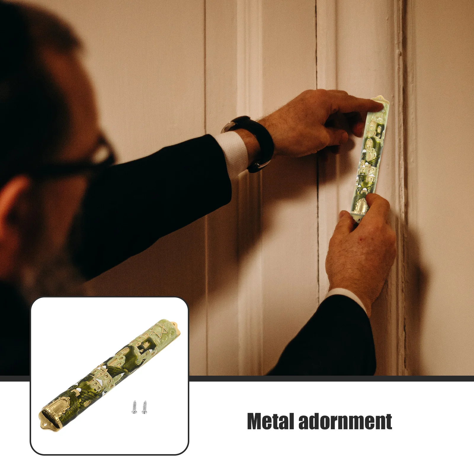 

Mezuzah Doorpost Decoration Metal Mezuzah Cover Blessing Scripture For Home Hanukkah Ornament Jewish Faith Symbol Home