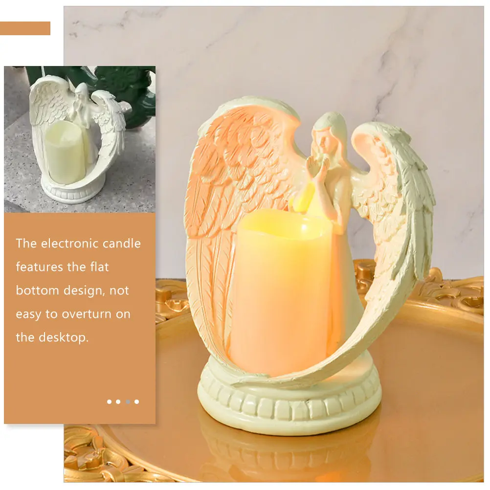 Electronic Angel Shaped Resin Craft Small Decorative Flameless Lamp Home Desktop Decor Warm Atmosphere Light