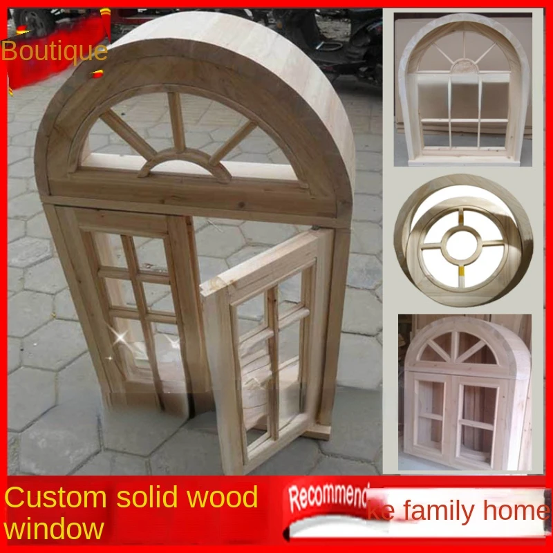 

Customized Mediterranean arched doors and windows, arched windows, pure solid wood windows, circular windows