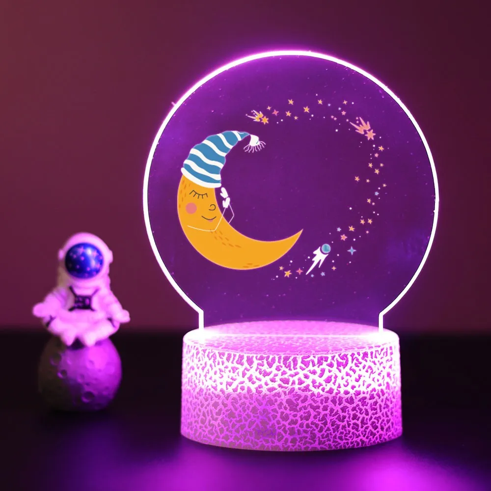 Custom Acrílico Night Lamp para Crianças Quarto, Estrela da Lua, Decoração Visual, Urso, Elefante, Luz, Presente de Aniversário