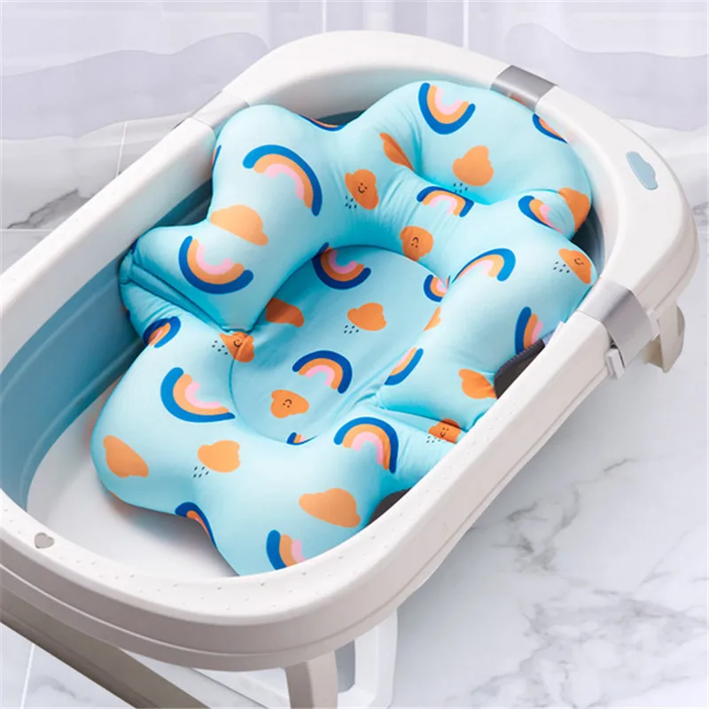 Baby Bathtub Cushion Foldable Baby Bath Seat Support Pad Newborn Bathtub Chair Infant Anti-Slip Soft Comfort Body Cushion pillow