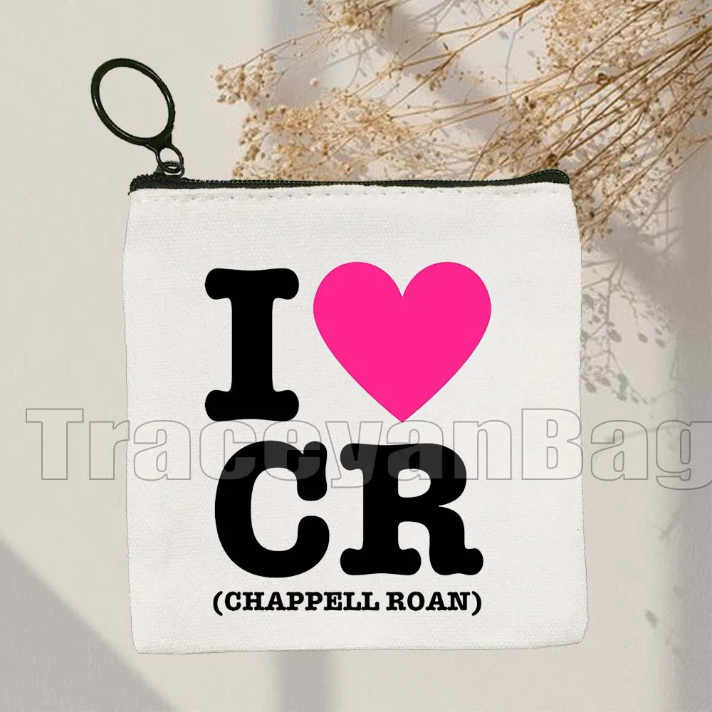 Rosa Pony Herz Chappell Roan Angel Porträt Viel Glück Fan Süße Geschenke Canvas Geldbörse Kleine quadratische Schlüsselkartentasche Brieftasche Beutel