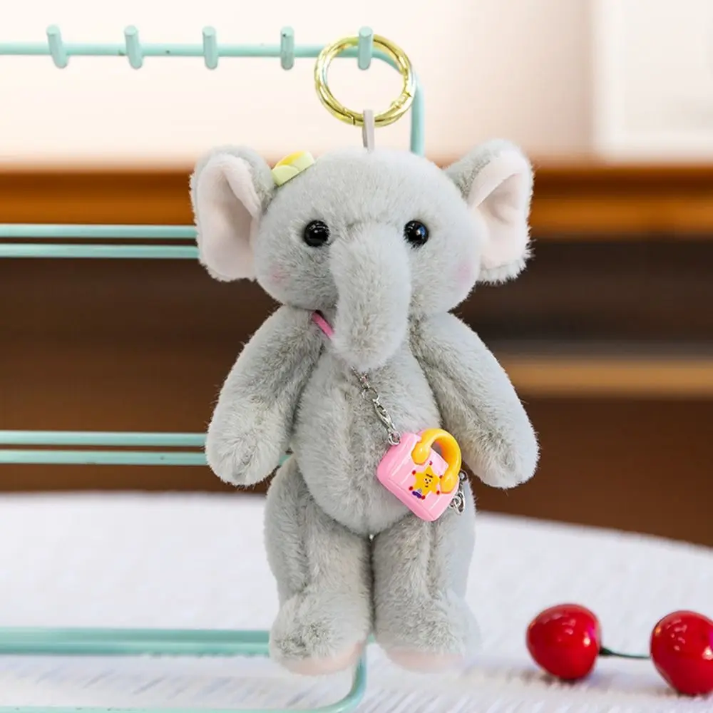 Sac à dos en peluche éléphant de dessin animé avec sac à bandoulière, adorable peluche éléphant anti-perte, porte-clés en peluche éléphant mignon