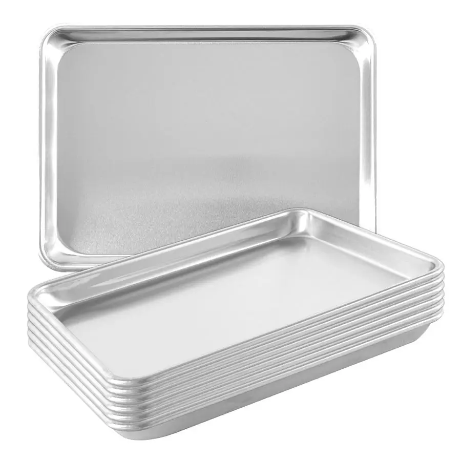 

6 Pack Aluminum Quarter Sheet Pan, 13 x 9 Heavy Duty Commercial Baking Tray Reinforced Rim, WarpResistant RustFree