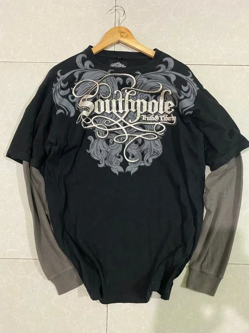 

Streetwear Women Southpole New Vintage T shirt Harajuku Fashion Letter Retro Loose Long Sleeve Hip Hop Gothic Casual Shirt Tops