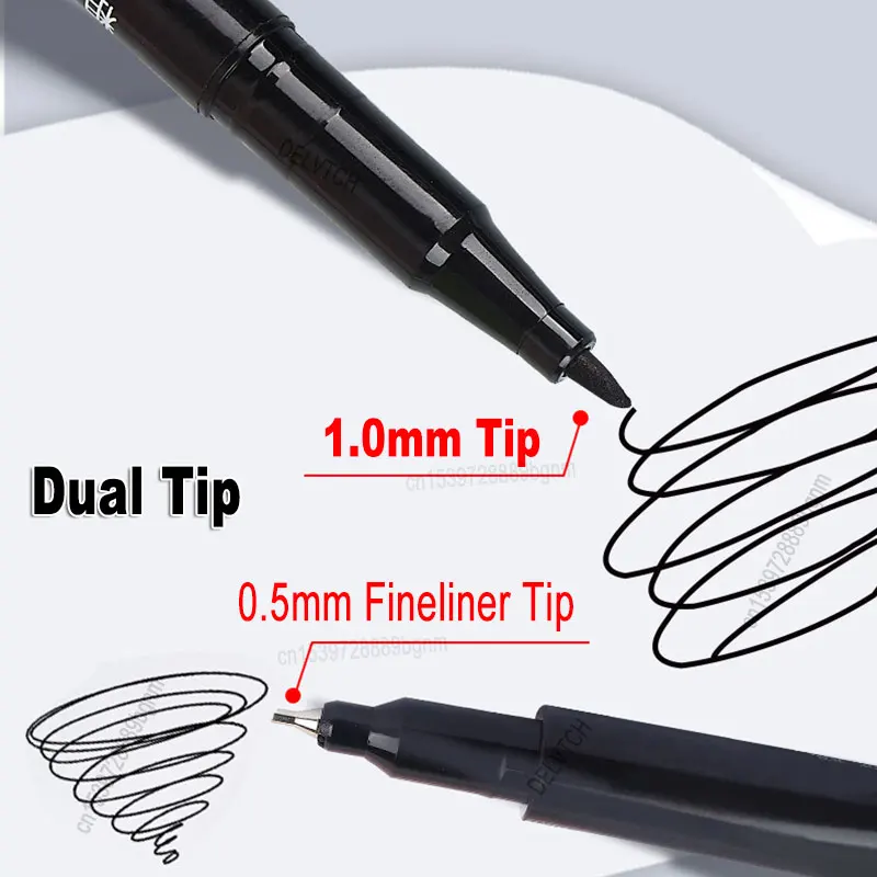 4/8Pcs Dual Tip Waterproof Oil Ink Permanent Paint Art Marker Fineliner Pen 0.5mm 1.0mm Office School Writing Drawing Stationery - Image 3