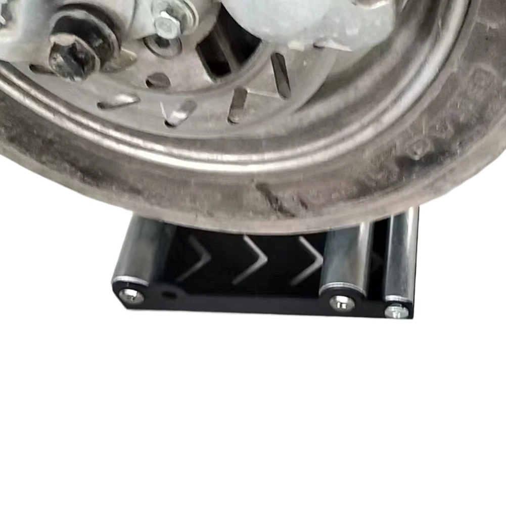 Motorcycle Tire Cleaning Stand Bracket with Adjustable Roller Ramp Lift and Chain Support for Wheel Maintenance