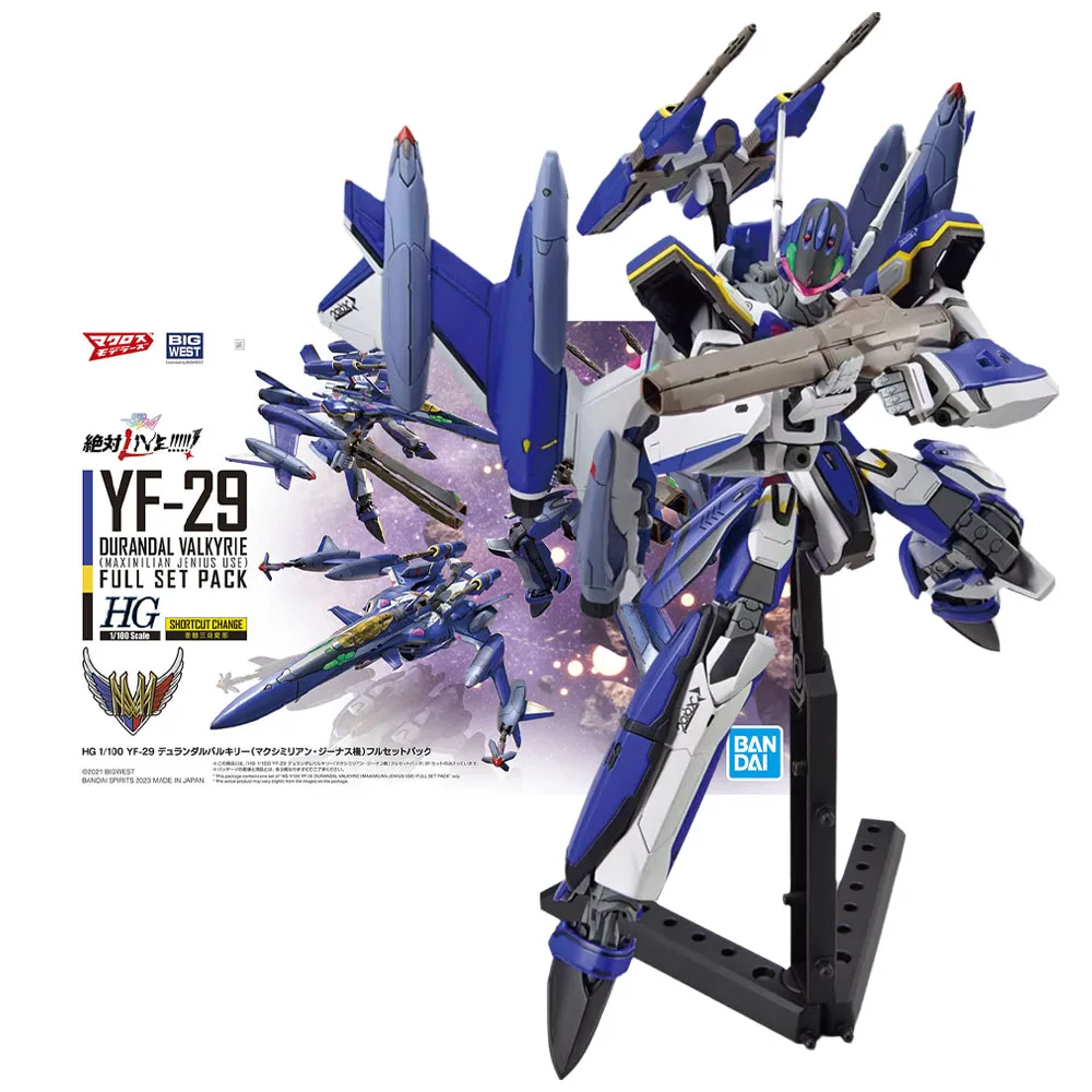 Bandai Genuine Figure Macross F Model Kit HG YF-29 Durandal Valkyrie Maximilian Jenius Use Collection Model Action Figure Toys