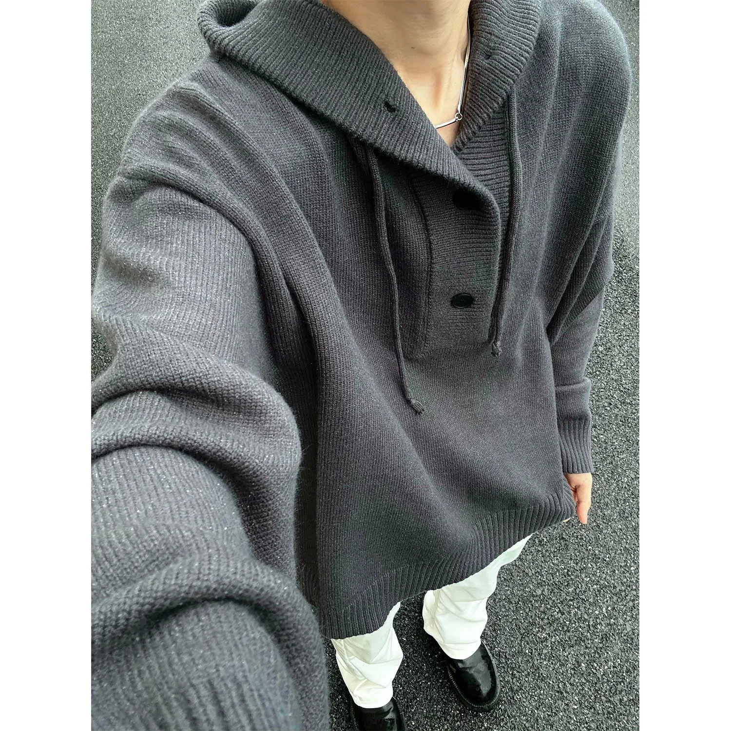 Sweater men 2025 casual new autumn winter couple loose hooded pullover knitted sweater jacket solid color cool men's clothing