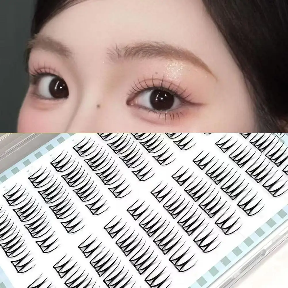 DIY-Wimpernverlängerungen im koreanischen Stil, falsche Wimpern, C-Locken, schwarz, gemischte Länge, kleberfrei, U-Form, individuelle Cluster-Wimpern ﻿