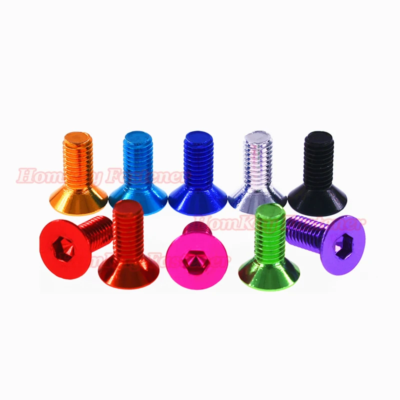 10/12mm M3 M4 M5 M6 DIN 912 Aluminium Anodized Aluminum Hexagon Hex Socket Head Flat Countersunk Allen Bolt Screw Machine Screw