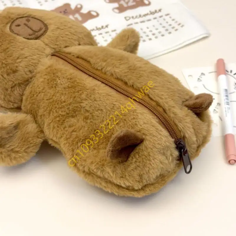 CARTOON PLUSH CAPYBARA CASE CASE BIG CAMAPICE PEN CASE CASE BAG LACEN