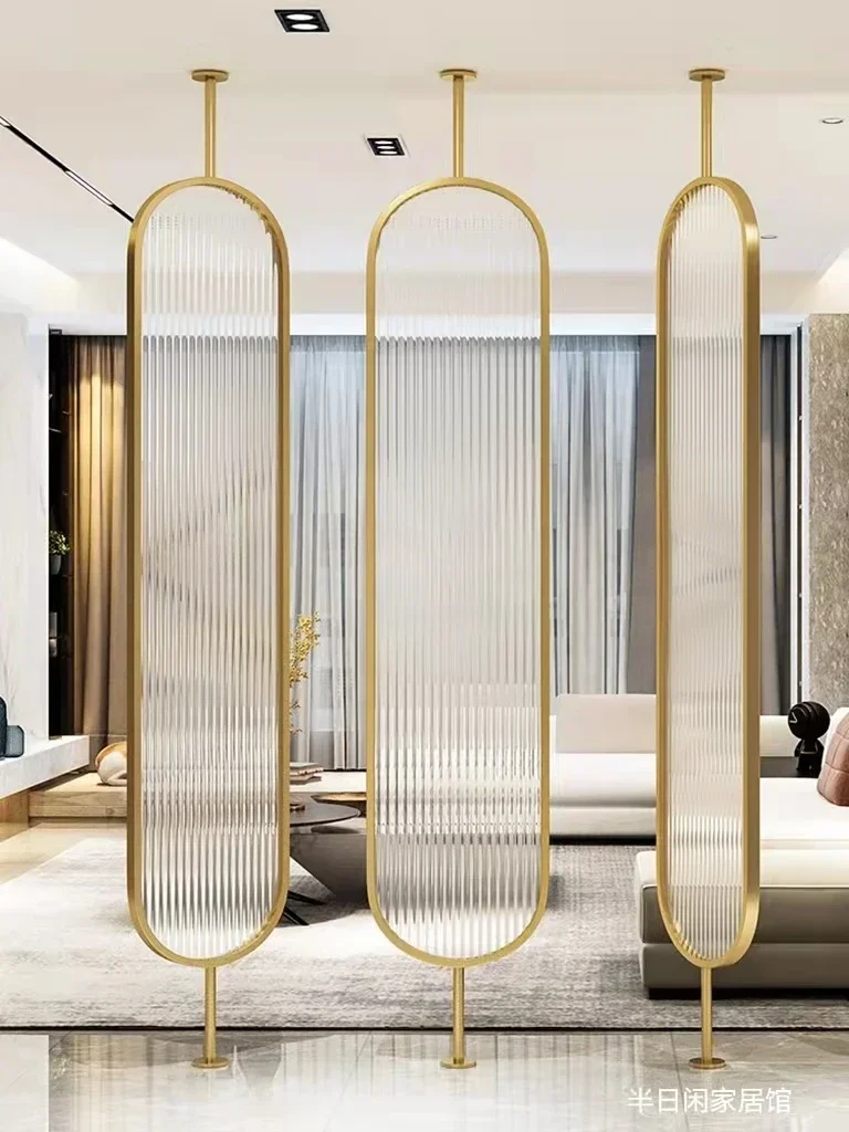 Custom Glass Screen Partition Light Luxury Stainless Steel Rotatable Shelter Creativity