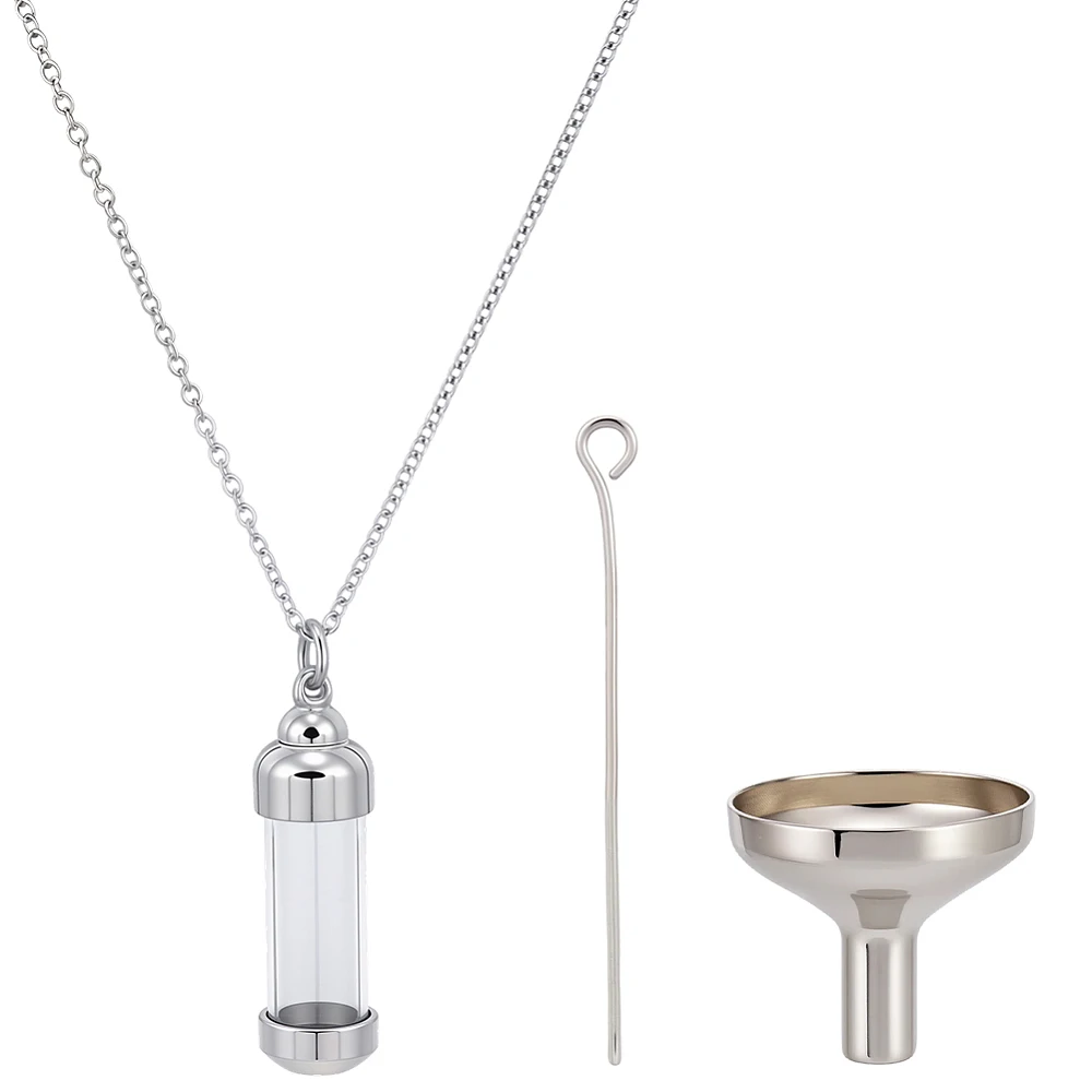 Hourglass Glass Urn Necklace Keepsake Cremation Jewelry for Ashes Stainless Steel Memorial Ashes Pendant Urn Necklace Openable