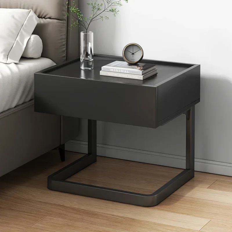 

Modern Minimal Nightstand Table Black Aesthetic Narrow Korea Bedsides Table Space Saving Small Szafki Nocne Furniture Bedroom