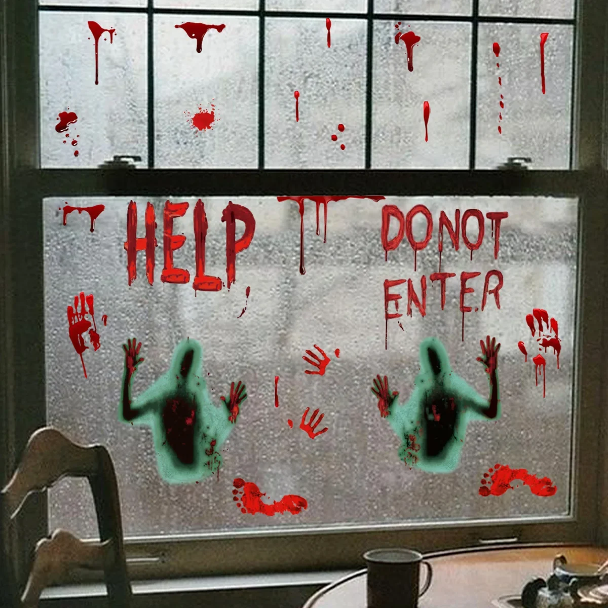 

Bloody handprint Halloween wall sticker living room window room decoration wall sticker self-adhesive painting