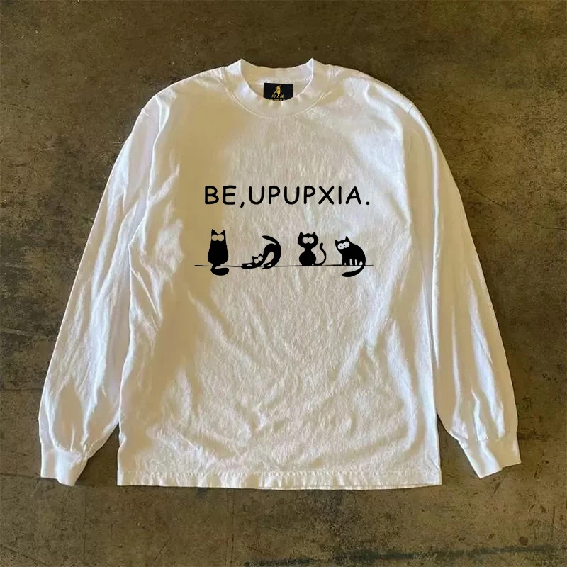 Long Sleeve T-Shirt 310 Pure Cotton Double Thread Women's Style Three Needle Charitable Fundraising Upward Hero American Couple