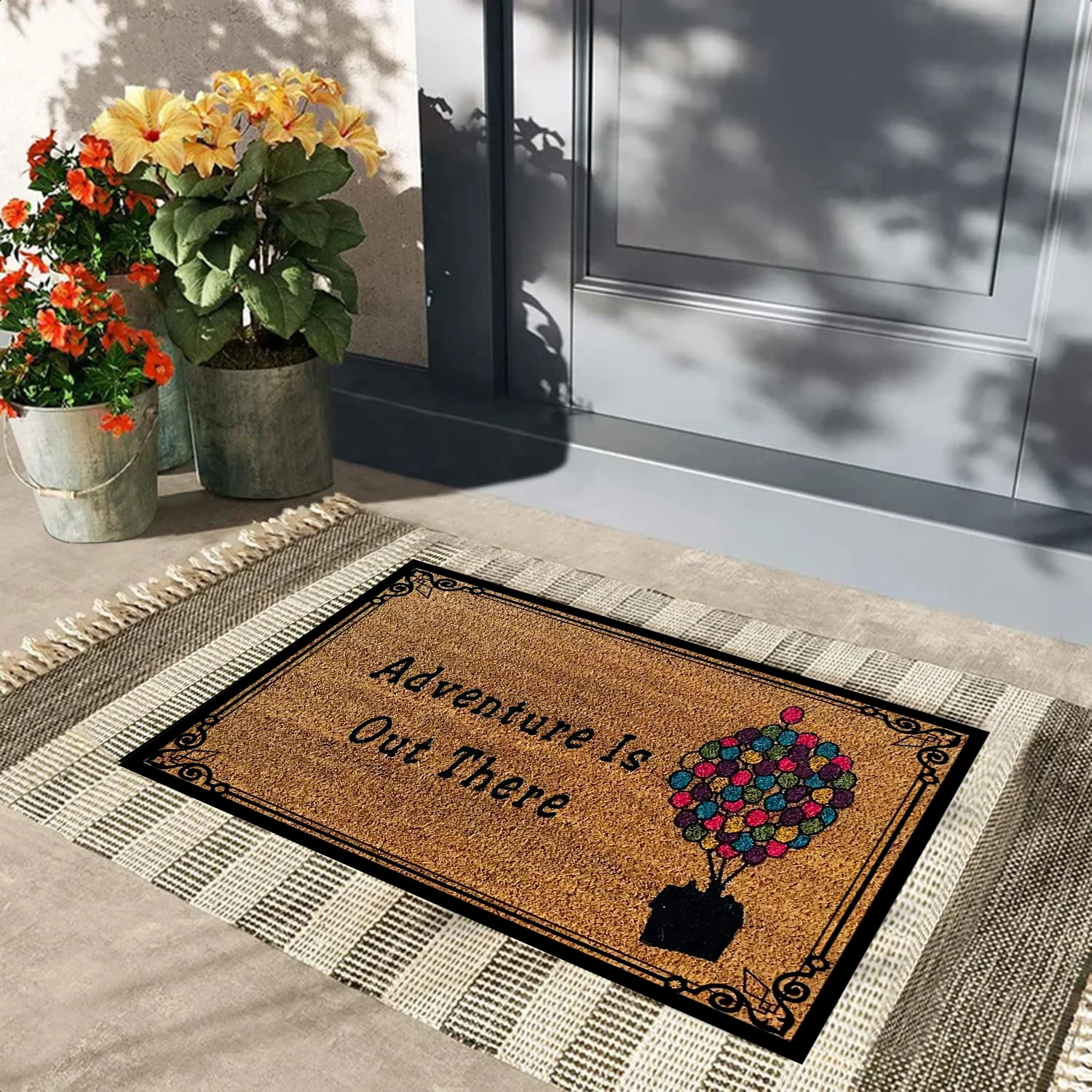 

발매트 Door Mat Adventure Out There Non-Slip Rubber Indoor Home Entry Porch Doormat Non-slip Dust Mat Home Door Foot Pad Rug