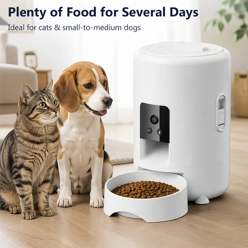 2L Automatic Pet Feeder with WiFi App Control Scheduled Meal Dispenser for Cats and Small Dogs Anti-Jam Rotor Detachable Bowl