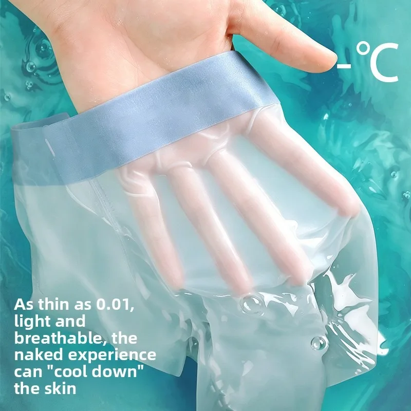 3PCS Men's Ice Silk Underwear Men's Mesh Breathable Sweat-absorbing Boxers Shorts Summer Thin