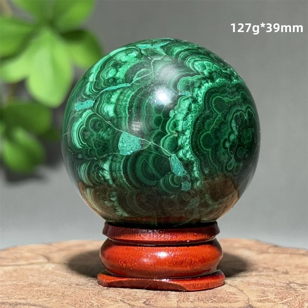 Natural High-Quality Malachite Mineral Crystal Ball Home Energy Feng Shui Decoration Witchcraft Divination Massage Healing+Base