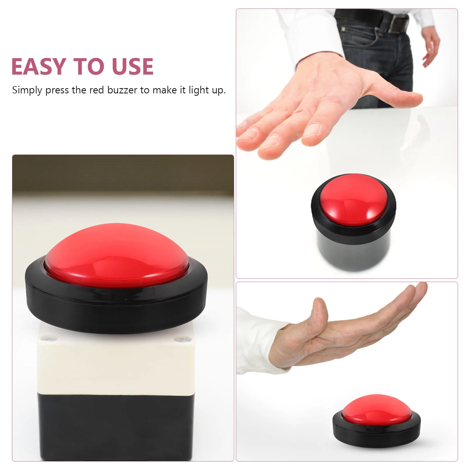

Electronic Game Buzzer With Light-Up Button For Kids Learning Interactive Teaching Tool Party Games Supplies Red