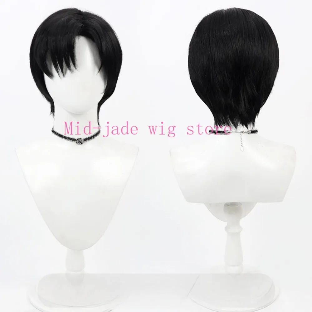 Ivan Cosplay Wig Black Side Part Short Hair Fluffy Layer Cut Modern Styling Wig for Performance Convention Summer Carnival