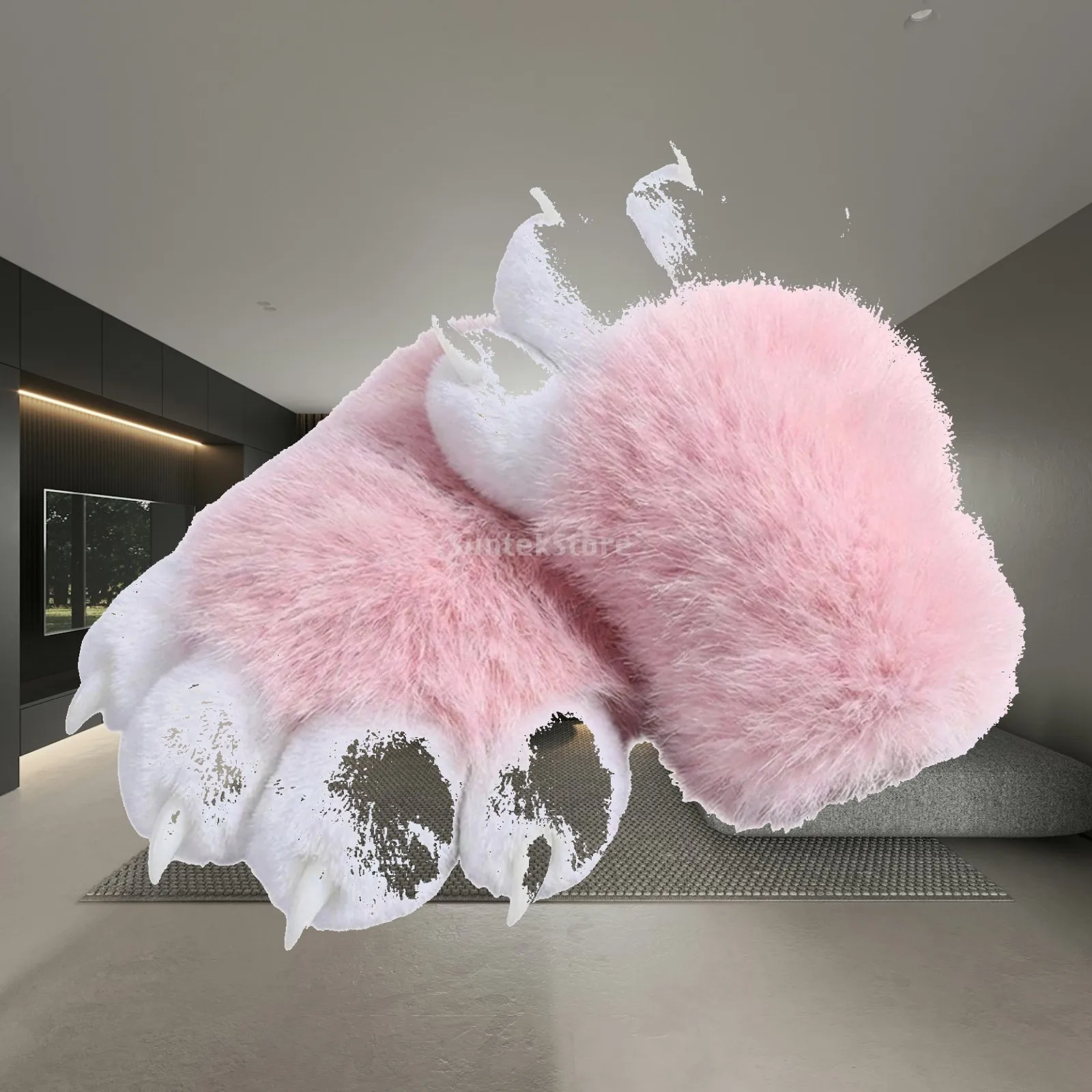 ふわふわの猫の手袋、かわいいコスプレアクセサリー、指が開いたタイプ、大人用