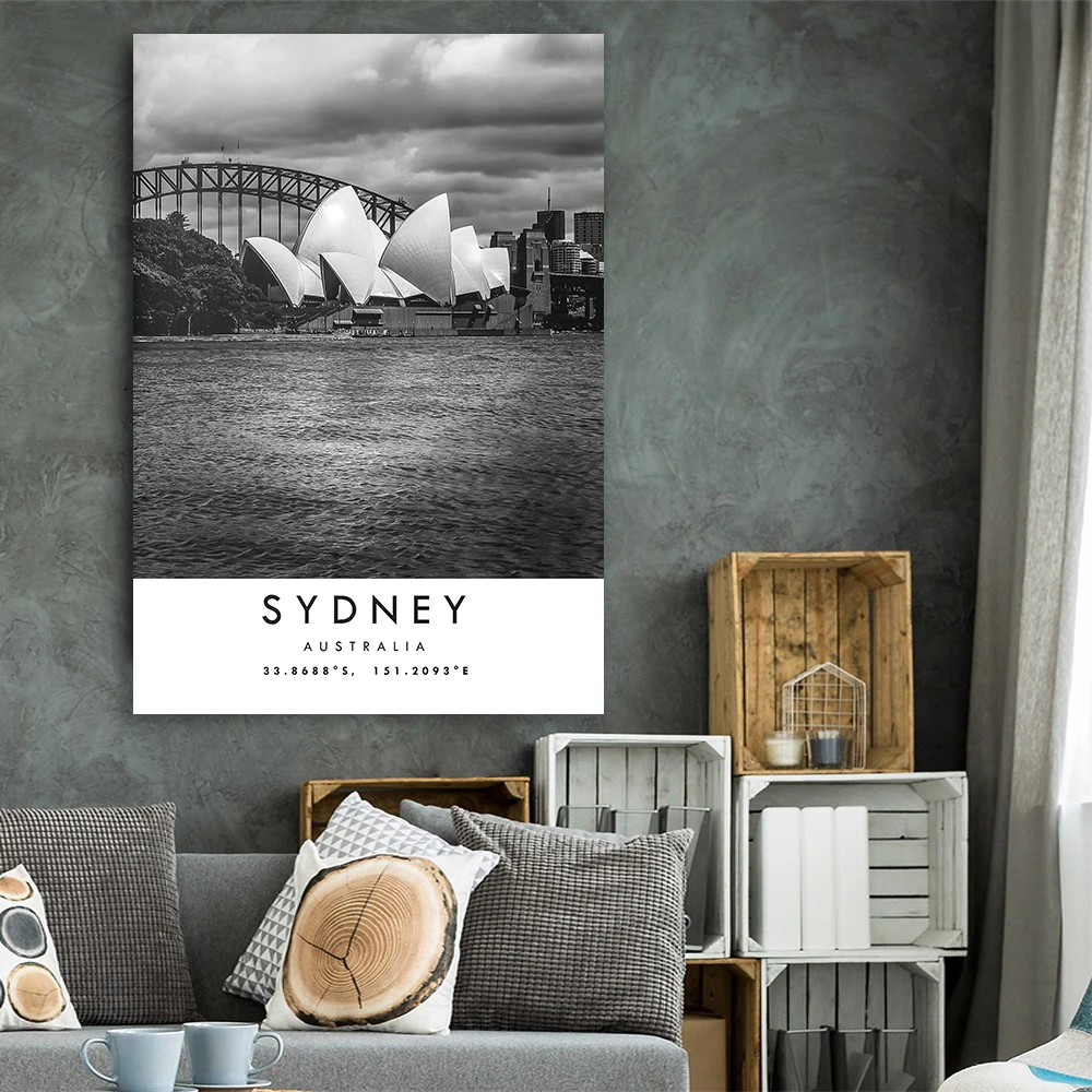 Sydney Travel Print Poster Sydney Poster Print Sydney Wall Art Minimalist Australia Prints Sydney Opera Wall Canvas Painting
