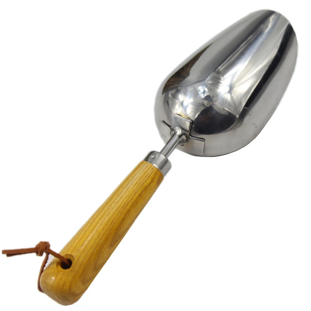 

Durable Stainless Steel Garden Scoop Shovel Wooden Handle Transplant Dig Pot Multi Purpose Outdoor Tools Gardening