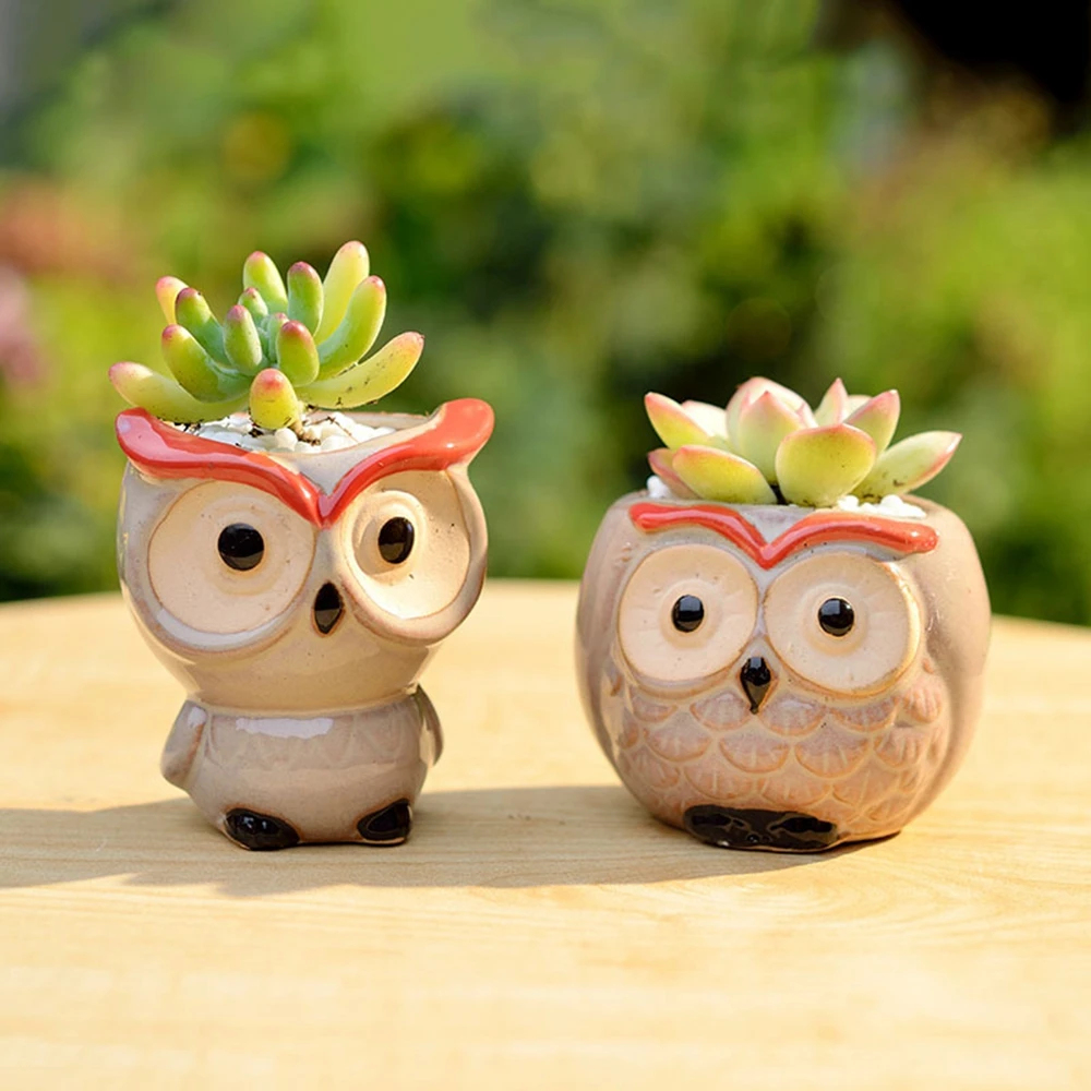 

Ceramic Succulent Planter Garden Office Decoration Mini Owl Planter Cute Animal Planter Cactus Plants Diversity