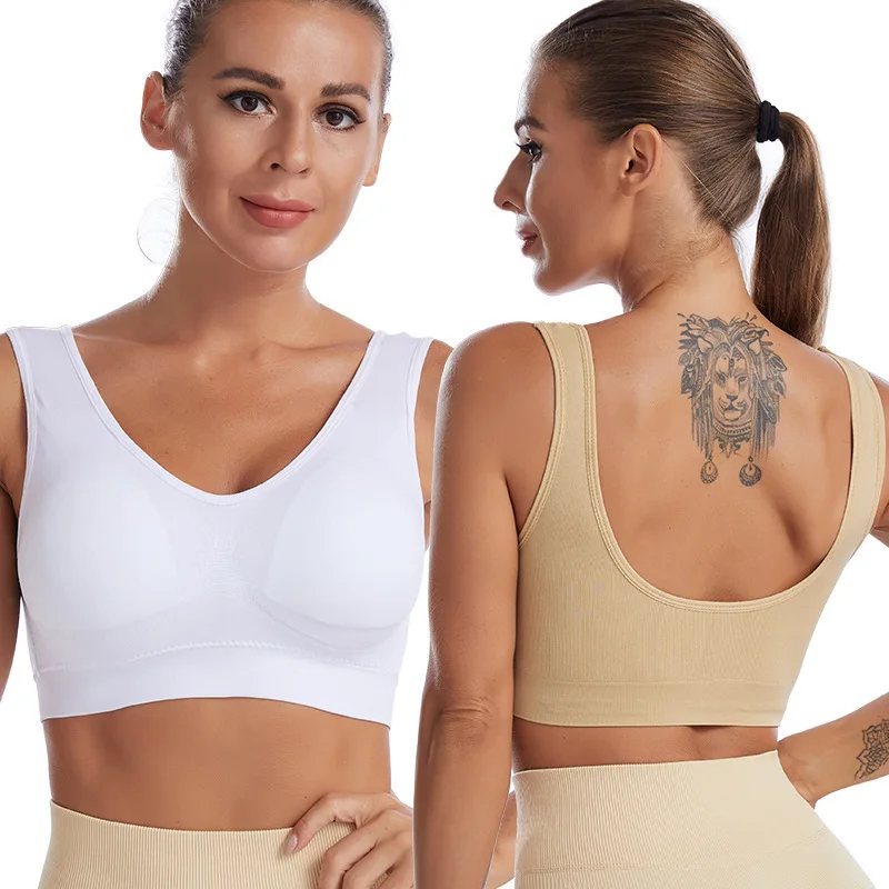 Shockproof Sports Yoga Bra for Women Removable Breast Pad S-7XL Sexy Elastic Back Cotton Sleep Bra Comfortable Sleepwear Top image 4