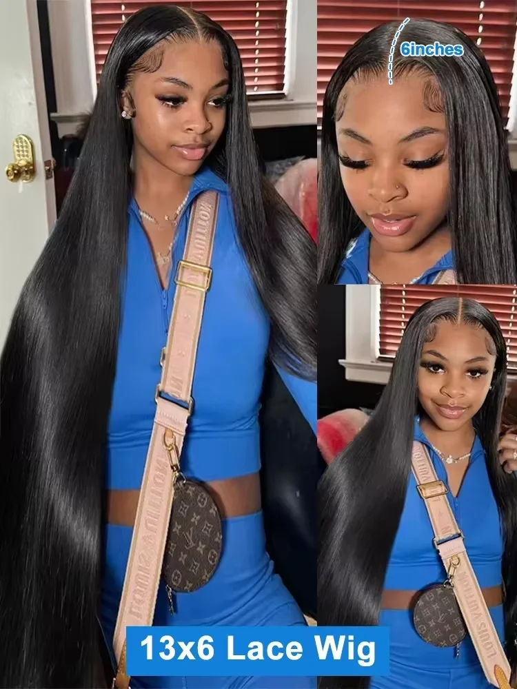 40 inch 250% Density 13x6 Hd Lace Front Wigs Straight Raw Remy Human Hair Lace Frontal Wigs Brazilian Glueless Closure Wig Women