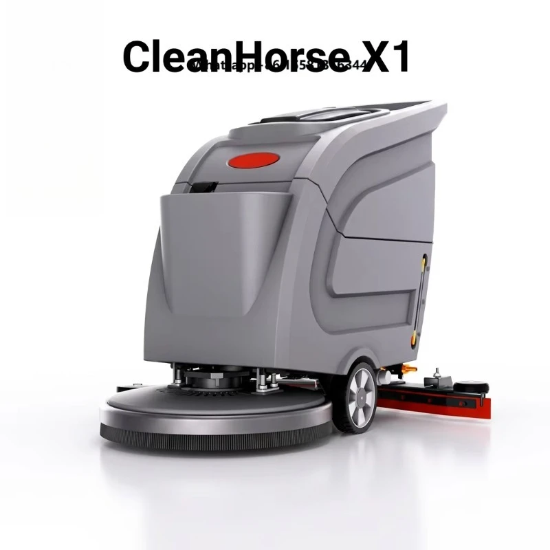 CleanHorse X1 Industrial Heavy Duty Walk Behind Floor Scrubber Dryer Battery Powered Large Tank Cleaning Machine for Warehouse
