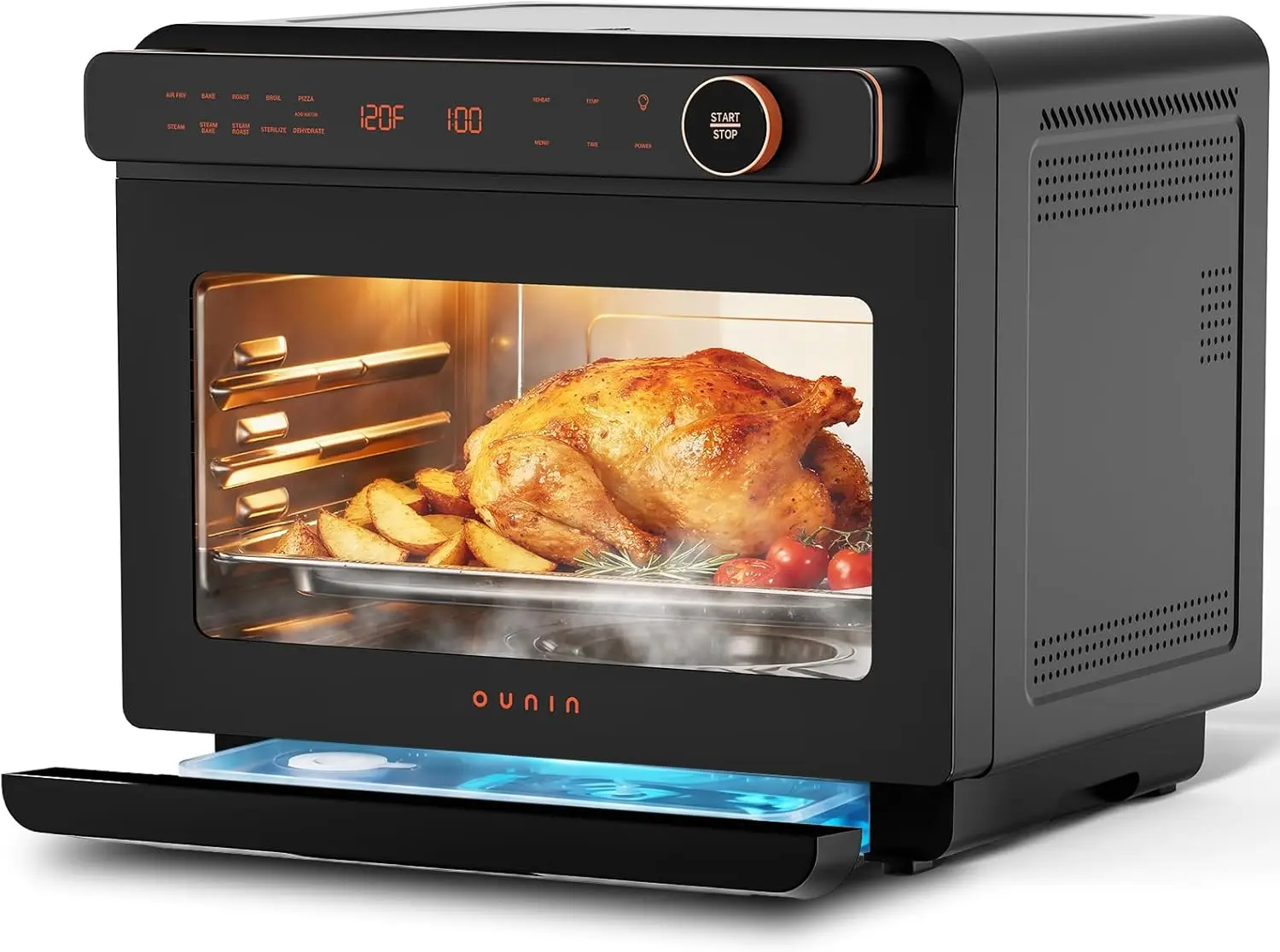 

24L Steam and Air Fryer Combo Countertop Oven 11 in 1 Convection Baking and Steam Bake Broil Dehydrate 304 Stainless Steel