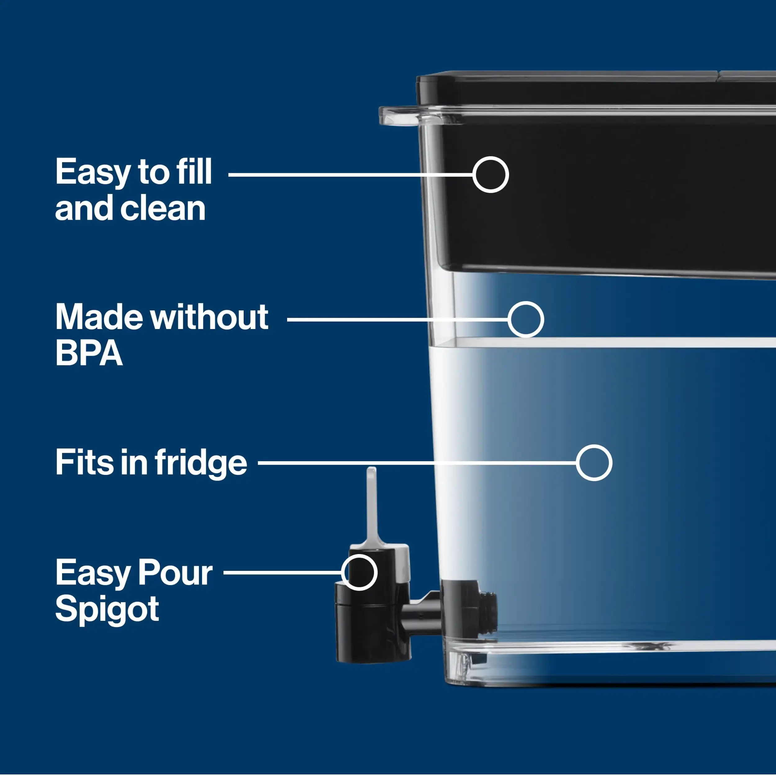 Brita Ultramax polistirena 27 cangkir Dispenser penyaring air hitam, dengan penyaring elit