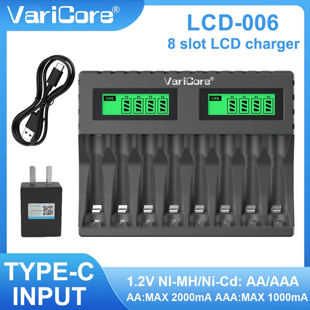 VariCore LCD-006 Intelligent Rechargeable Battery Charger for 1.2V Ni-MH Ni-CD AA AAA battery