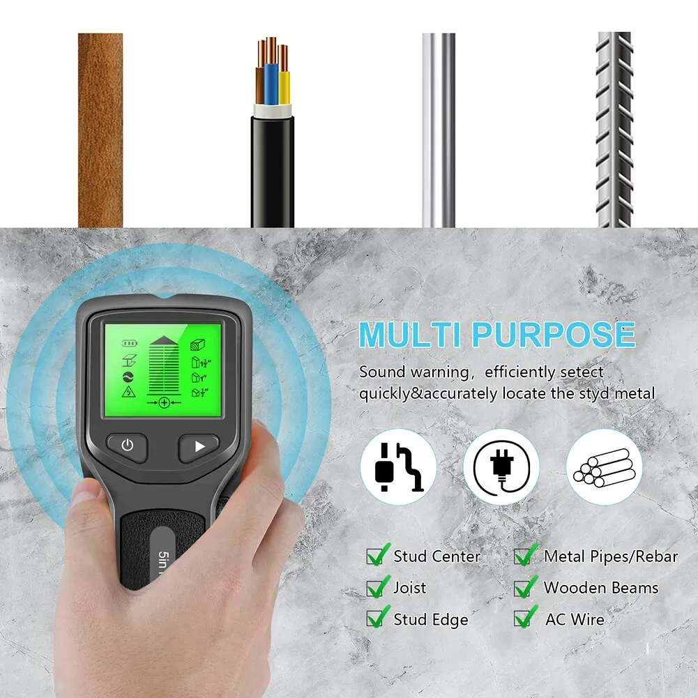 5in1 Wall Stud Detector LCD Display Multifunctional Handheld for Wood AC Wire Cable Metal Detector Electric Wall Finder SC