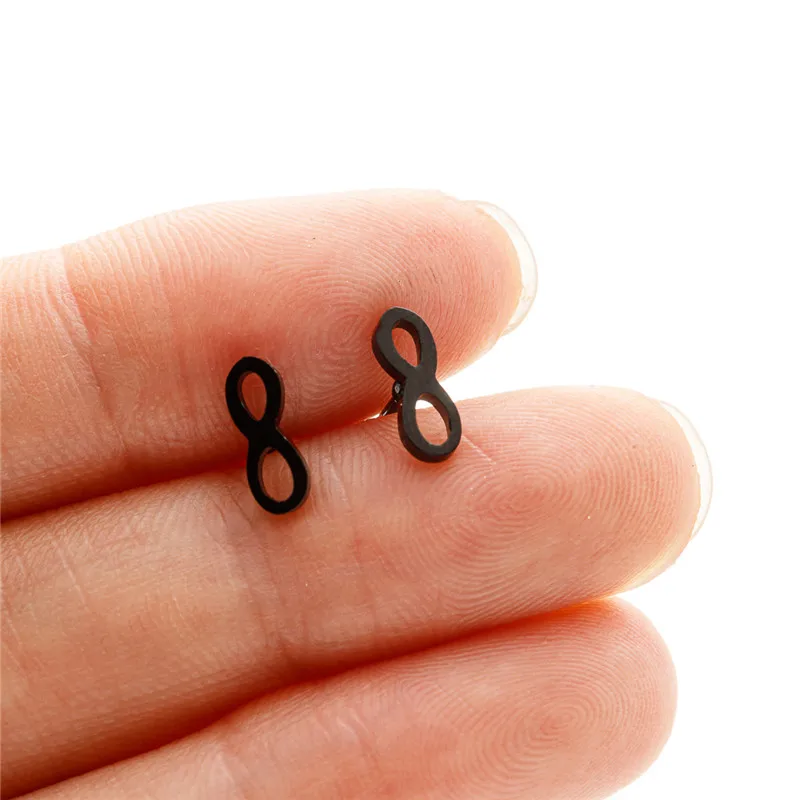 أقراط مرصعة من الفولاذ المقاوم للصدأ للنساء ، أقراط لافتة صغيرة اللانهاية ، رقم 8 بسيط ، مجوهرات حفلات أنيقة #6