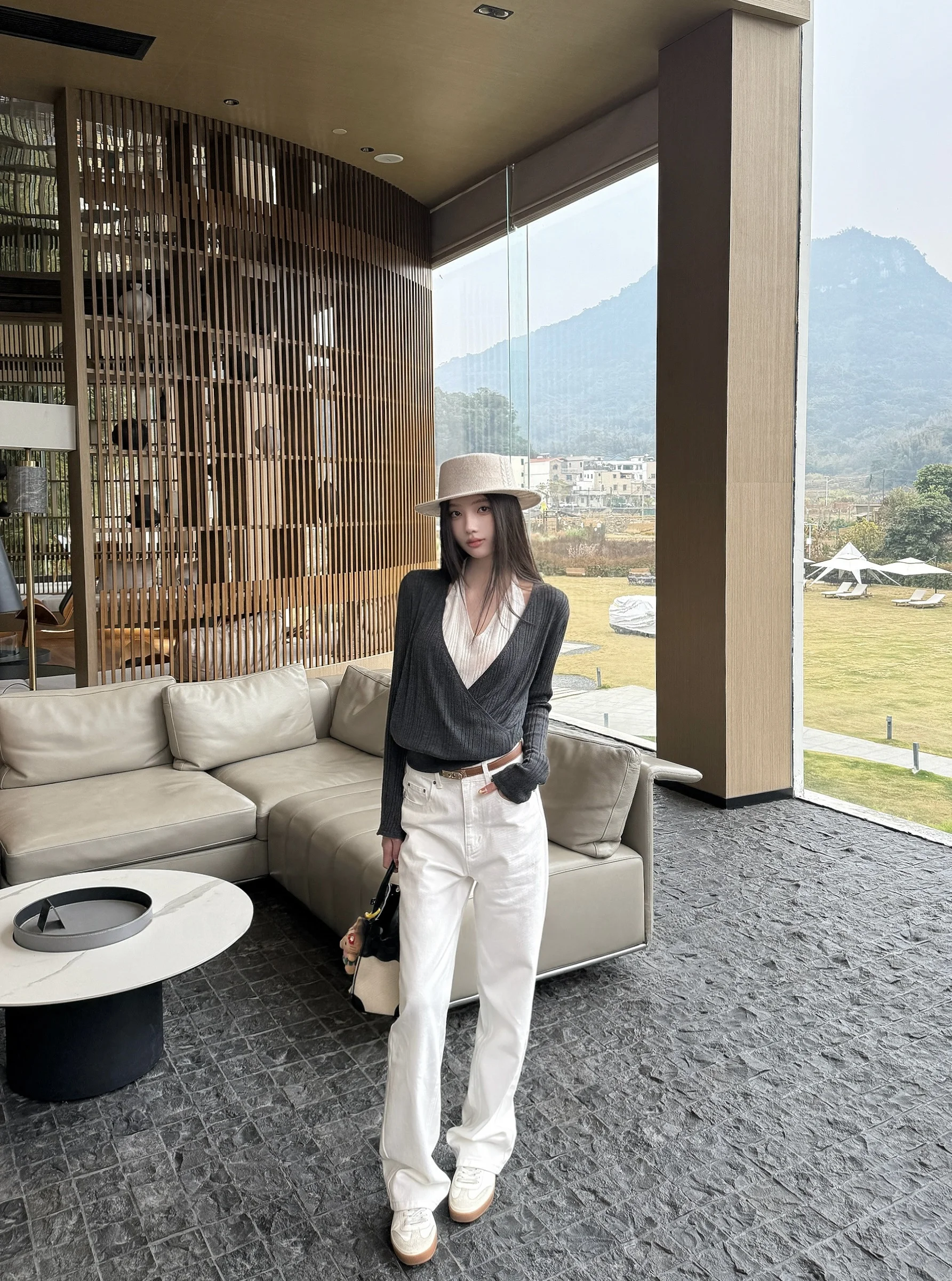 

Elegant Layered V-Neck Hanging Neck Thin Knitted Set TITI STUDIO Fashion Design Breathable Long Sleeve Polyester Nylon Spring...